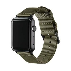 Archer Watch Straps プレミアムナイロン交換用バンド Apple Watch用  オリーブグリーン ブラック。  For 42