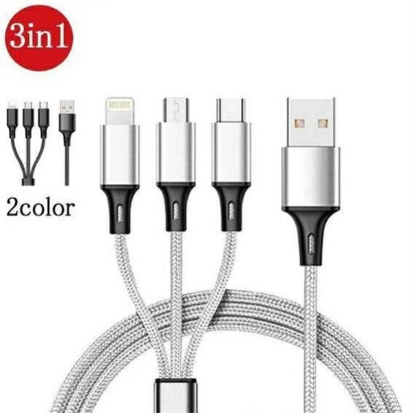 3in1 充電ケーブル type-c 充電ケーブル USB Type C Micro USB ケーブ...