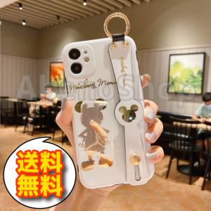 iPhone14 14pro 14plus 13 12ケース iPhone11 iPhoneSE2 第2世代 SE3　ミッキー ハンドストラップ おしゃれ 韓国 iPhoneX XR XS 11Pro