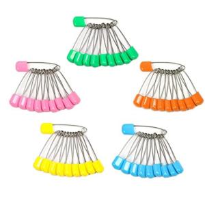 安全ピン 5色 50本入 安全ピン大 ロック安全ピン おしゃれ