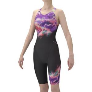 【アリーナ】フィットネスワンピーススパッツ　AQUA EXA/ハーフレッグ/オープンバッグ/ぴったりパッド/ウィメンズ　水着/レディース水着/arena(AS6SWF07L)BKPP