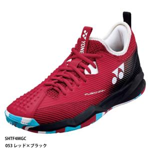 【ヨネックス】POWER CUSHION FUSIONREV 4 MEN GC クレー・砂入り人工芝コート/パワークッション/テニスシューズ/YONEX　(SHTF4MGC) 053 レッド×ブラック