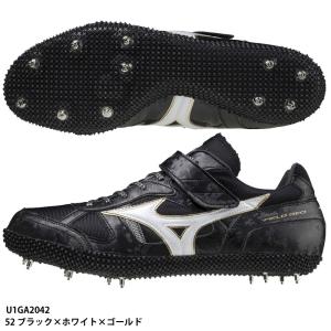 【ミズノ】フィールドジオ HJ-C　左足踏切用/走高跳び/陸上スパイク/mizuno (U1GA2042)52 ブラック×ホワイト×ゴールド