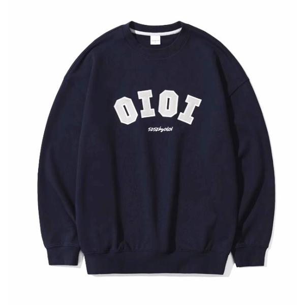50％OFF　韓国ブランド 5252BYOIOI フロントアプリケフチ刺繍ロゴ裏毛クルー※送料無料