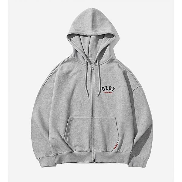 50％OFF 韓国ブランド 5252BYOIOI 胸ワンポイントロゴ刺繍裏毛ZIPパーカー※送料無料