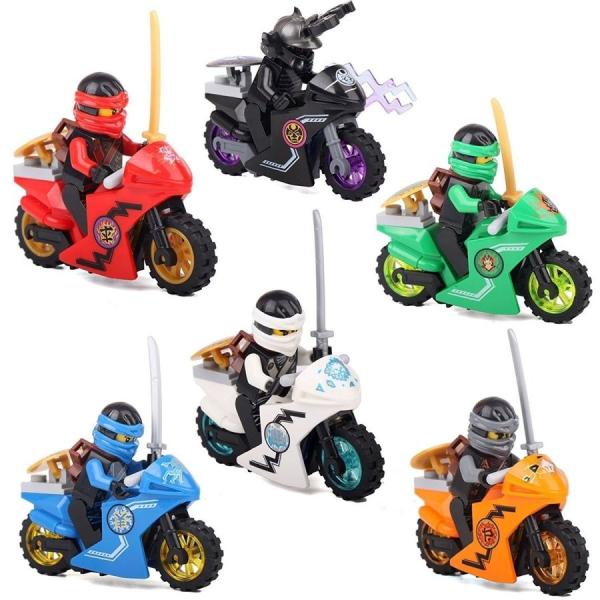 忍者 ゴー ミニフィグ ブロック ６体 ＋ バイク ６台 セット ミニフィギュア L E G Oで遊...