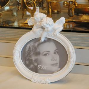 ダブルエンジェルコンソール 天使 壁掛け棚 オブジェ 薔薇とレースと