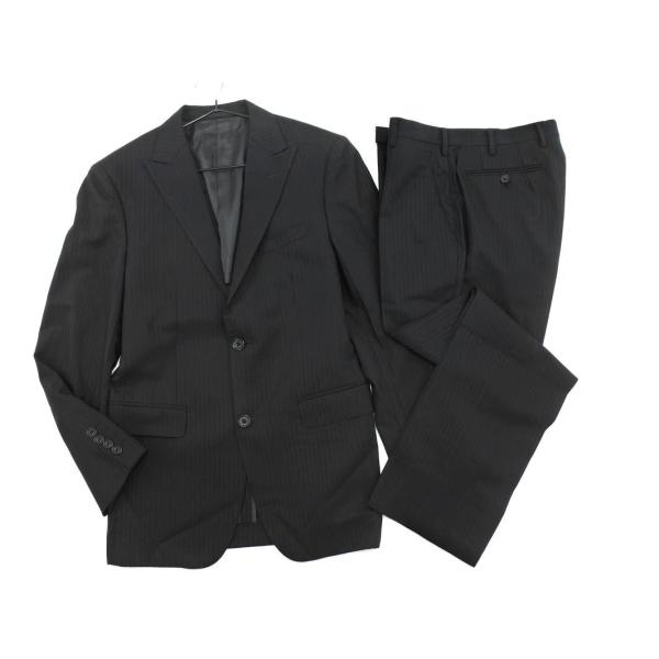 バーバリーブラックレーベル ストライプ セットアップ ジャケット パンツ スーツ size36R/黒...