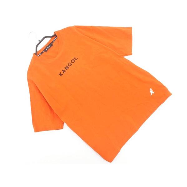 ネコポスOK KANGOL カンゴール ロゴ刺繍 オーバーサイズ Tシャツ sizeM/オレンジ ■...