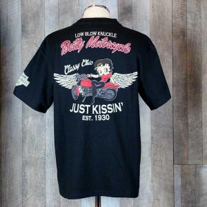 LOW BLOW KNUCKLE × BETTY BOOP 557404BLK  「ウイングベティー」刺繍プリント半袖Tシャツ｜able-store