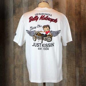 LOW BLOW KNUCKLE × BETTY BOOP 557404WHT  「ウイングベティー」刺繍プリント半袖Tシャツ｜able-store
