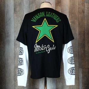 LOW BLOW KNUCKLE×VANSON 「ONE STAR」フェイクレイヤード長袖Tシャツ567856BLK｜able-store