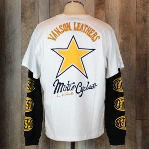LOW BLOW KNUCKLE×VANSON 「ONE STAR」フェイクレイヤード長袖Tシャツ567856WHT｜able-store