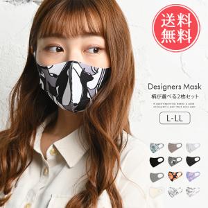 マスク デザイナーズマスク L-LL 2枚セット おしゃれ 洗える 布 レディース メンズ メール便 送料無料