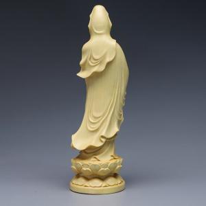 観音様 観世音菩薩立像 極上彫り 高級天然ツゲ...の詳細画像2