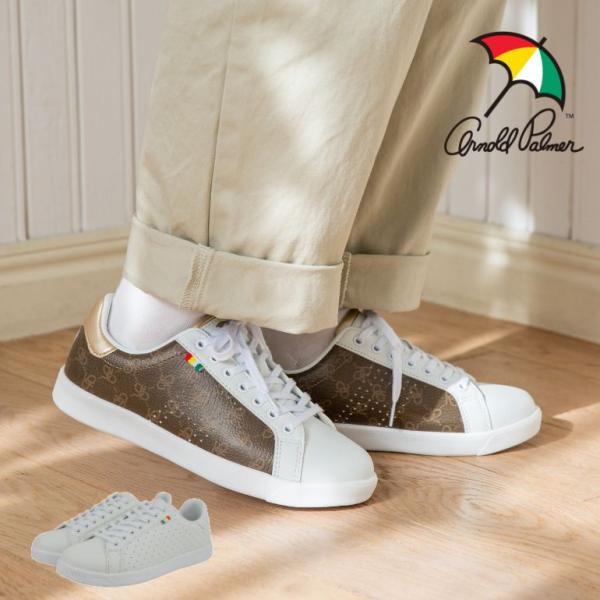 アーノルドパーマー レディース スニーカー レースアップ ひも カジュアル 白スニーカー 通学靴 ホ...