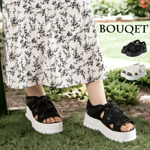 厚底 サンダル ウェッジ ヒール レディース BOUQET スポーツサンダル スポサン プラットフォ...