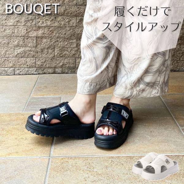 厚底 サンダル ウェッジ ヒール レディース BOUQET スポーツサンダル スポサン プラットフォ...