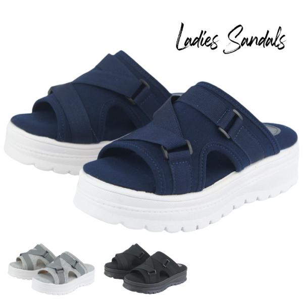 サンダル レディース 厚底 つっかけ ぺたんこ おしゃれ ヒール スポーツ オフィス ベランダ ミュ...