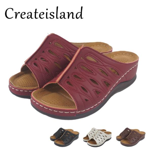 レディース サンダル 厚底 ウエッジ ヒール ミュール つっかけ 軽量 軽い 歩きやすい 疲れない ...