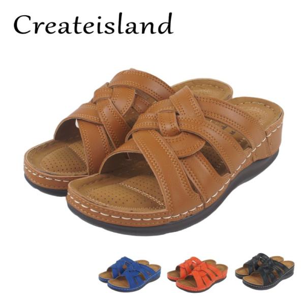 レディース サンダル 厚底 ウエッジ ヒール ミュール つっかけ 軽量 軽い 歩きやすい 疲れない ...