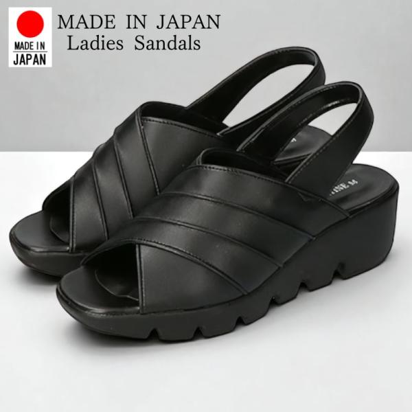 日本製 レディース サンダル オフィス ミュール 歩きやすい 疲れない 脱げにくい 黒 ブラック ス...