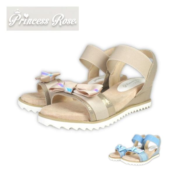 リボン サンダル ストラップ ウエッジ ソール ヒール フットベット ゴム バンド 女の子 ガール ...