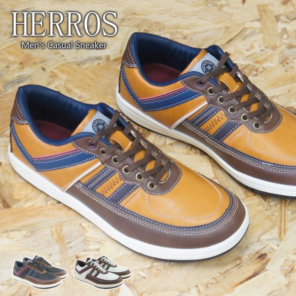 スニーカー メンズ ひも レースアップ ウォーキング カジュアルシューズ おしゃれ 靴 HERROS...