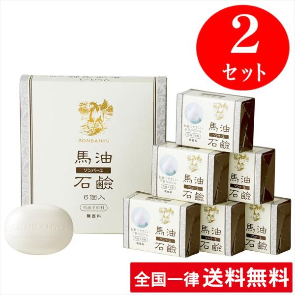 【2セット】【無香料】ソンバーユ 馬油石鹸【6個入(85g×6) 2セット】  薬師堂 洗顔  赤ち...