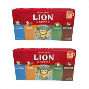 ライオンコーヒー 20袋(4種x5袋)×2箱  バニラマカダミア バニラキャラメル ヘーゼルナッツ チョコレートマカダミア ドリップコーヒー フレーバーコーヒー