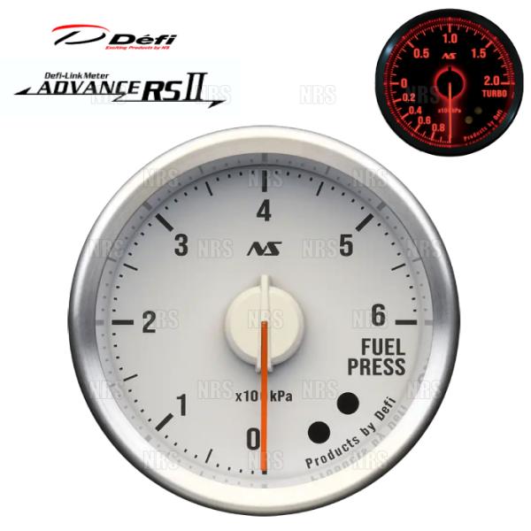 Defi デフィ アドバンスRS2/II φ60 燃圧計 白 90sレッド 0kPa〜600kPa ...