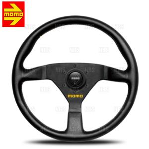 MOMO モモ VELOCE RACING ヴェローチェ レーシング 350mm ブラックレザー＆イエローステッチ ブラックスポーク (V-1｜abmstore