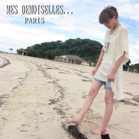 MES DEMOISELLES... Paris メドモアゼル　かぎ編み総レースカットソー　ホワイト...