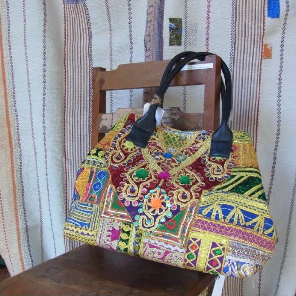 バンジャラミラーワーク レザートートバッグ/B