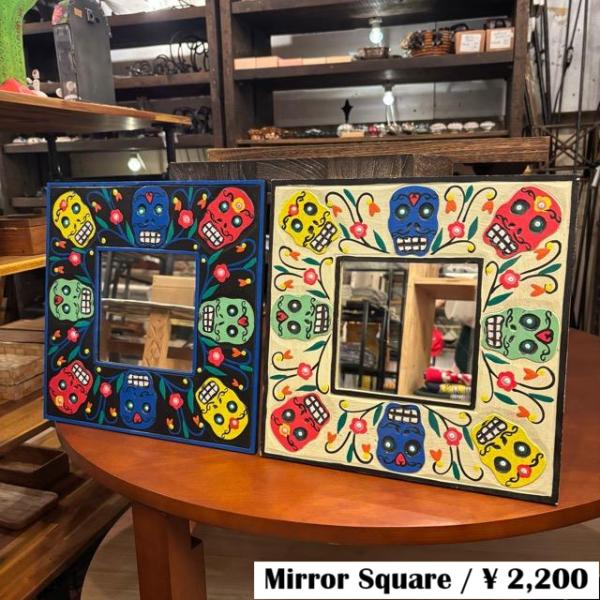 Indonesia Skull Mirror Square 2color インドネシア スカルミラー...