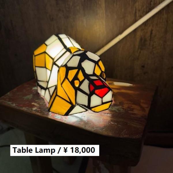 TOPANGA　犬のガラスランプ　いぬ　イヌ　ドッグ　オブジェ　ライト　ステンドグラス　ガラス　茶色...