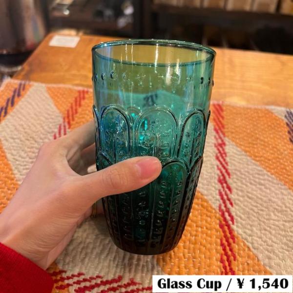 Embossed Glass Tall Blue Green　エンボスグラス トール　ブルーグリーン...