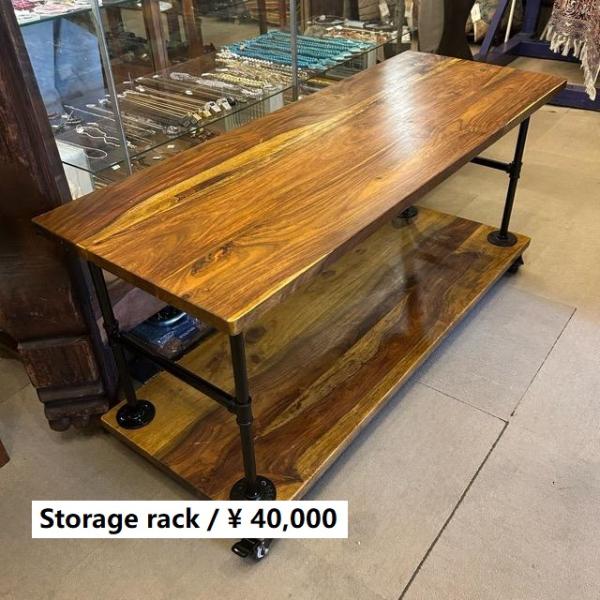 TOPANGA Furniture　シーシャムウッド&amp;アイアンパイプ　キャスター付き2段ラック【受注...