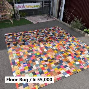 TOPANGA Homefurnishing　デニムレザーパッチフロアラグマット　200×200cm　マルチカラー　フロアマット コットン　三人掛けソファ｜abracadabra