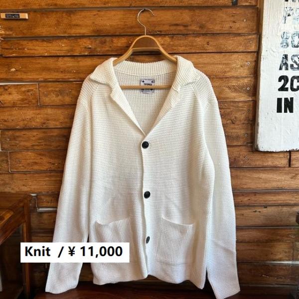 TOPANGA MEN'S シングルブレストニットカーディガン　ホワイト　XLサイズ　秋　冬　ニット...