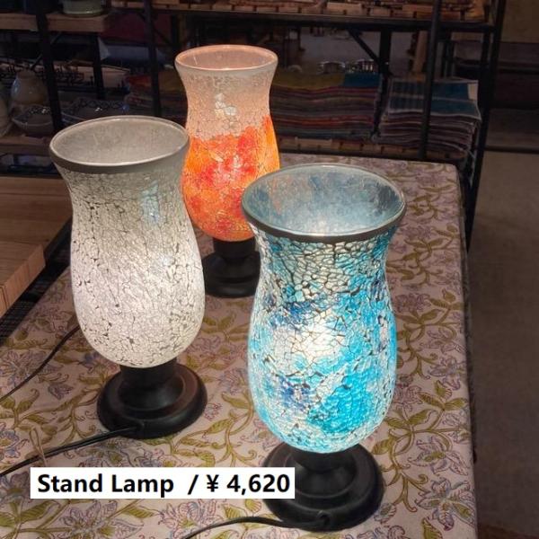 モザイクガラスフラワーポットランプ　全3色　スタンドランプ　テーブルランプ　ホワイト　ブルー　オレン...