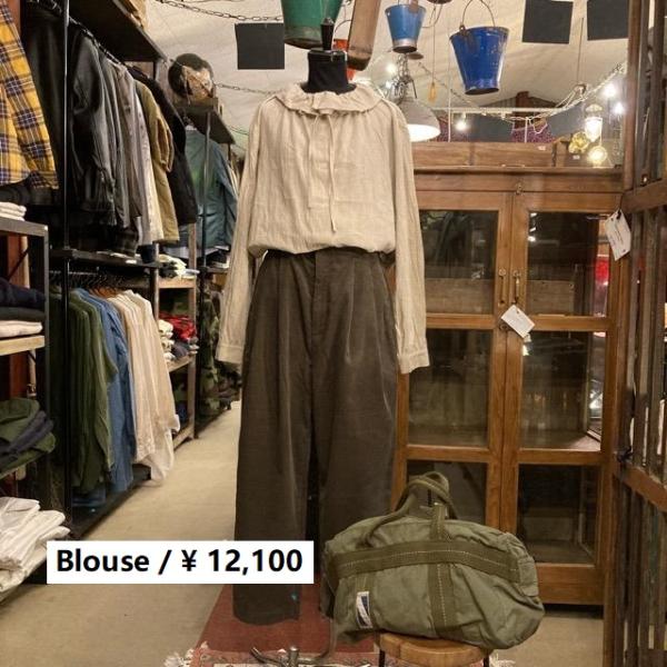 ICHI　イチ　コットンリネンフリル襟リボンチェックブラウス　ナチュラル　綿　麻　レディース　シャツ...