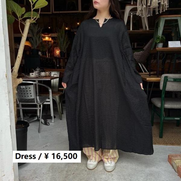 ICHI　イチ　エアリーサッカーコットンワンピース　クロ　黒　ブラック　ファッション　レディース　長...