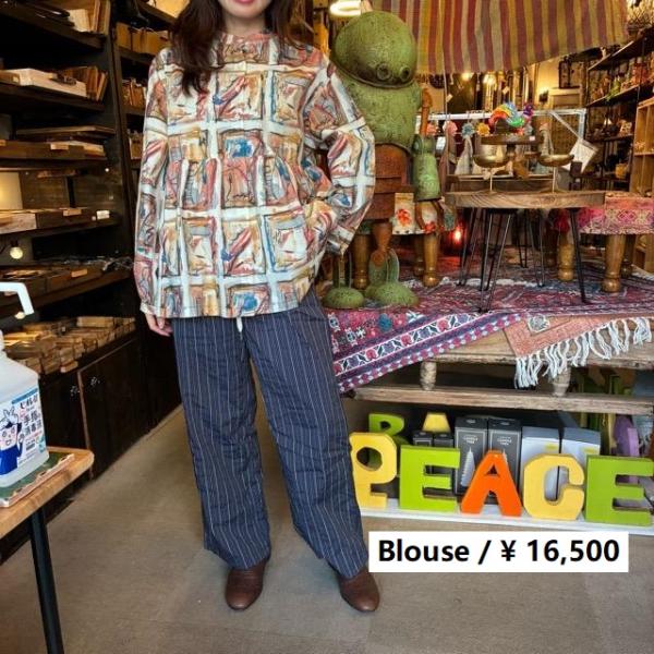 ICHI　イチ　インクジェットプリント2WAYシャツ　アーキテクチャー　シャツ　レディース　長袖　羽...