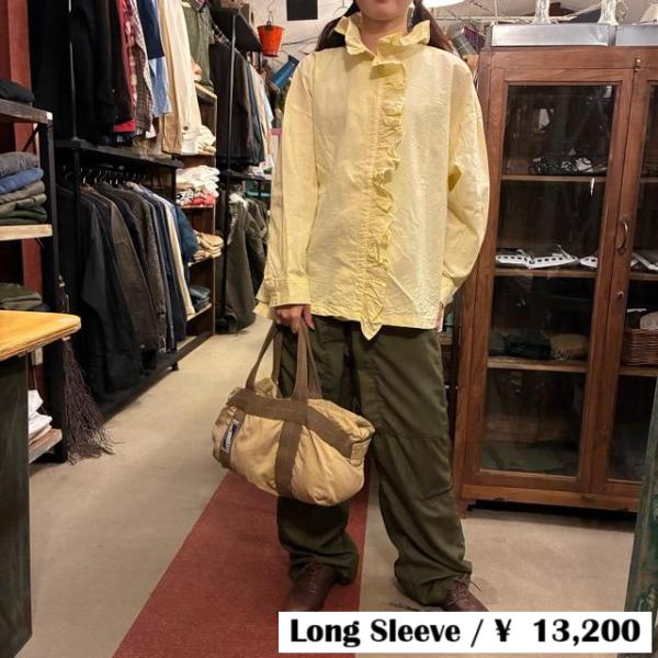 ICHI　イチ　タンガリーフリルシャツ　イエロー　綿　ブラウス　レディース　シャツ　インナー　ニット...