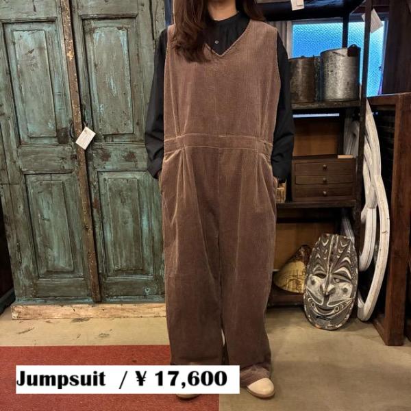 ICHI　イチ　コーデュロイサロペット　チョコ　オーバーオール　秋冬　ブラウン　サロペットパンツ　オ...