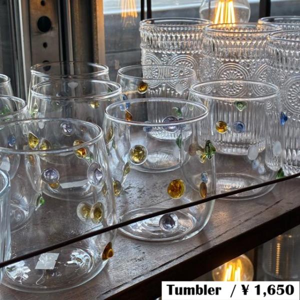 3D Dot Glass Tumbler 400cc 2type　3Dドットガラスタンブラー　全2種...