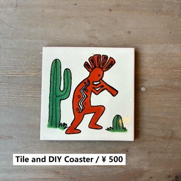 メキシコ　タラベラタイル　ココペリ柄　ホワイト　コースター　鍋敷き　DIY　柄タイル　室内壁　室外壁...