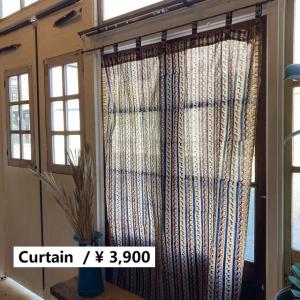 ＊インド布＊カーテン＊ インド ブロックプリントフラワーカーテン TYPE:P-6 105×178cm