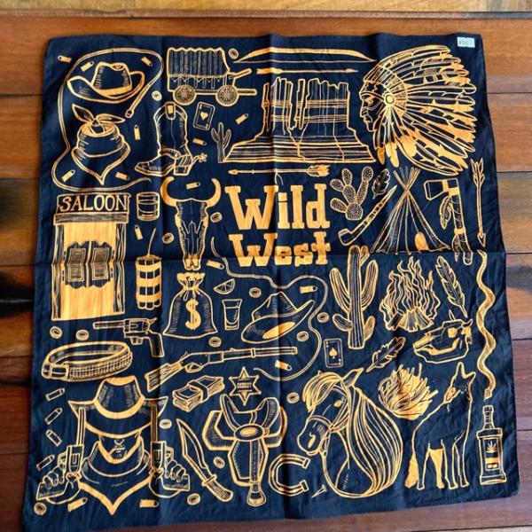 TOPANGA accessory ワンウォッシュコットンバンダナ　WILD WEST ブラック